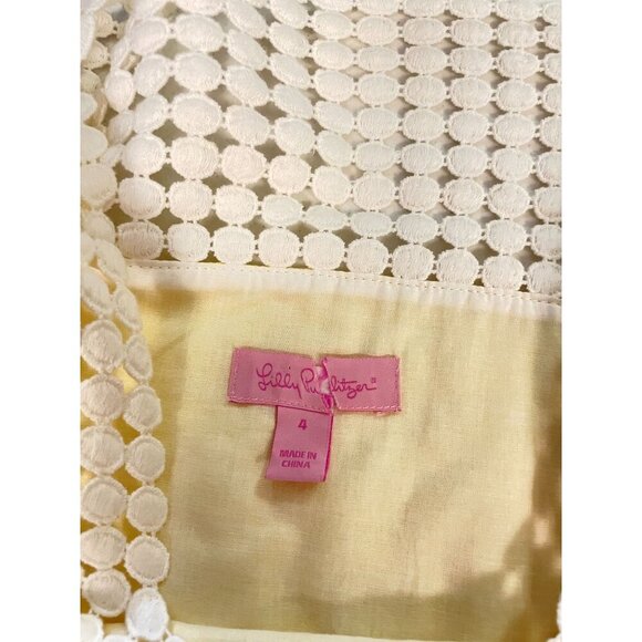 Lilly Pulitzer Bees Knees Tunic Top Yellow Lace Square Neck Size 4 - Picture 5 of 6